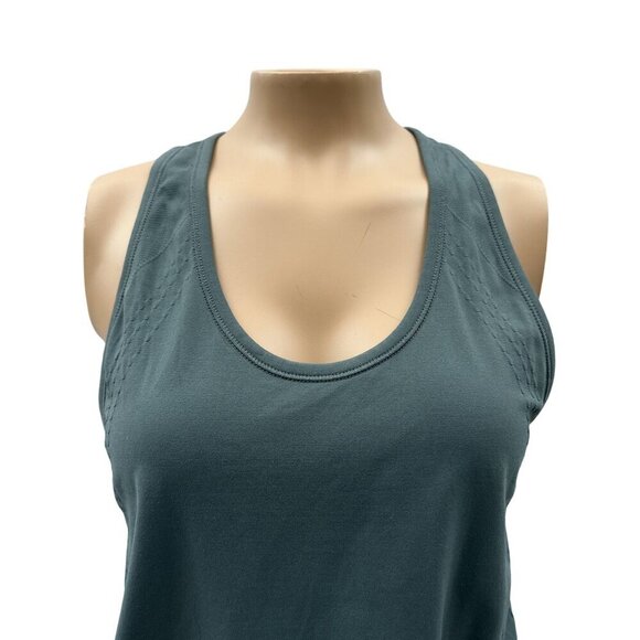 Athleta Scoop Neck Racerback Tank Top Yoga Workout Gym Ruched Side Gray Womens M - Picture 10 of 10